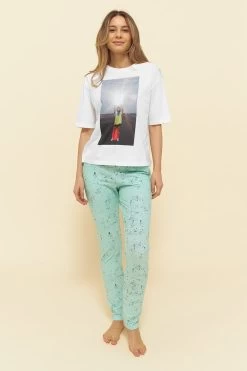 Sweathose Im Farbspritzer-Druck Mintgrün Mix & Match Bio-Baumwolle/Elasthan -Pyjamas Für Zuhause 1223444 16389 3