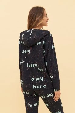Sweatshirt Im Motivdruck "hero" Auf Farbspritzern Hoodie Mix & Match Bio-Baumwolle/Elasthan -Pyjamas Für Zuhause 1223445 16351 2