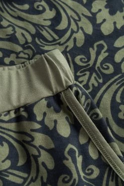 7/8-Hose Im Orientalischen Druck Grün-Schwarz Aufgenähte Bänder Mix & Match Baumwolle/Modal Große Größen Bis 54 -Pyjamas Für Zuhause 1223471 16605 11