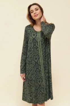 Nachtkleid Im Orientalischen Druck Grün-Schwarz Aufgenähte Bänder Baumwolle/Modal Große Größen Bis 54 -Pyjamas Für Zuhause 1223472 16605 3