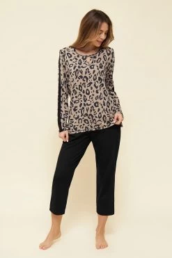 7/8-Hose In Schwarz Uni Puristisch Pyjamahose Mix & Match Baumwolle/Modal Große Größen Bis 54 -Pyjamas Für Zuhause 1223473 10995 3