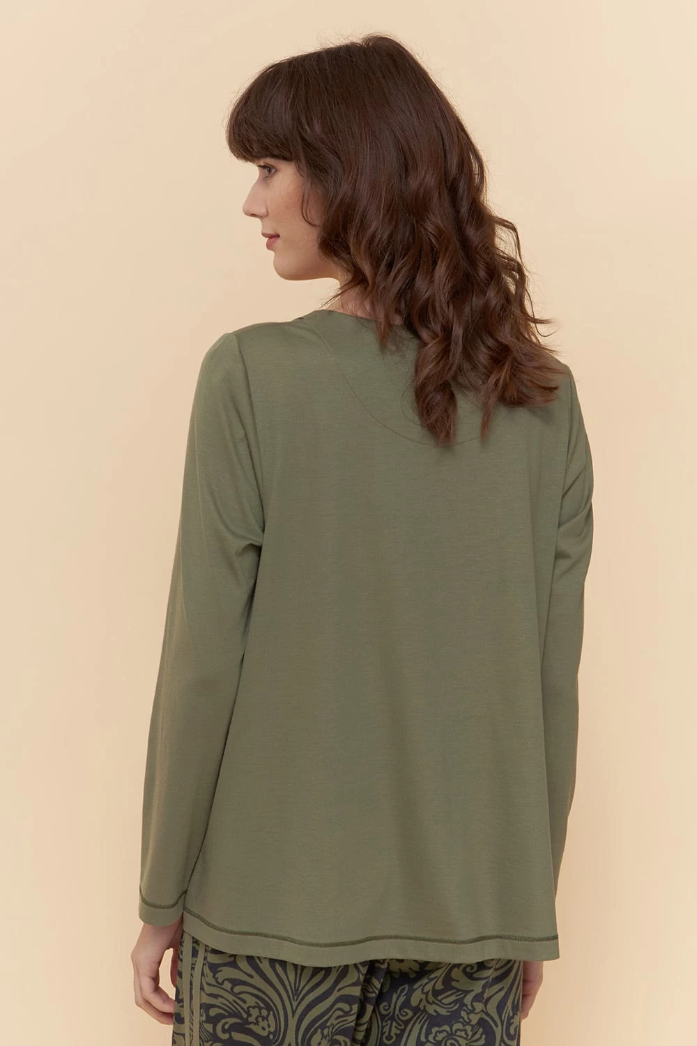 Pyjamashirt Mit Aufgenähten Bändern In Druck Grün Mix & Match Baumwolle/Modal Große Größen Bis 54 3 Pyjamashirt Mit Aufgenähten Bändern In Druck Grün Mix & Match Baumwolle/Modal Große Größen Bis 54 - Image 3