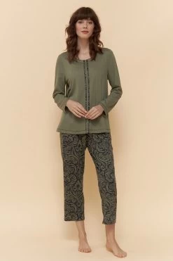 Pyjamashirt Mit Aufgenähten Bändern In Druck Grün Mix & Match Baumwolle/Modal Große Größen Bis 54 10 Pyjamashirt Mit Aufgenähten Bändern In Druck Grün Mix & Match Baumwolle/Modal Große Größen Bis 54 -Pyjamas Für Zuhause 1223475 11633 3