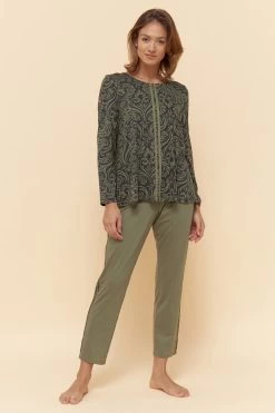 Pyjamahose Mit Aufgenähten Bändern In Druck Grün Mix & Match Baumwolle/Modal Große Größen Bis 54 -Pyjamas Für Zuhause 1223476 11633 3