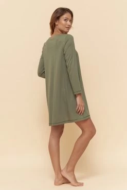 Nachthemd Mit Aufgenähten Bändern In Druck Grün Baumwolle/Modal Große Größen Bis 54 -Pyjamas Für Zuhause 1223477 11633 2