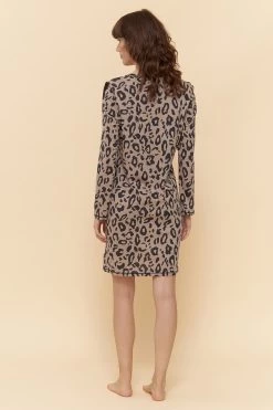 Nachthemd Im Puristischen Leoparden-Druck Animalprint Baumwolle/Modal -Pyjamas Für Zuhause 1223483 11572 2