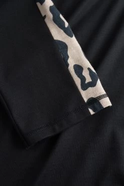 Pyjamashirt Mit Leo-Details A-Linie Schwarz Mix & Match Baumwolle/Modal -Pyjamas Für Zuhause 1223484 10995 5