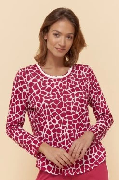 Shirt Im Modernen Druck Animalprint Rot-Weiß Mix & Match Baumwolle/Modal