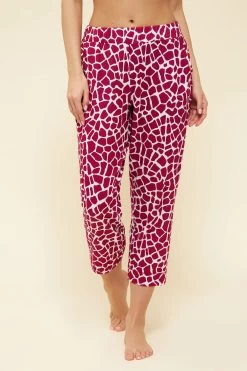 7/8-Hose Im Modernen Druck Animalprint Rot-Weiß Mix & Match Baumwolle/Modal