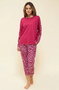 7/8-Hose Im Modernen Druck Animalprint Rot-Weiß Mix & Match Baumwolle/Modal -Pyjamas Für Zuhause 1223491 16815 3