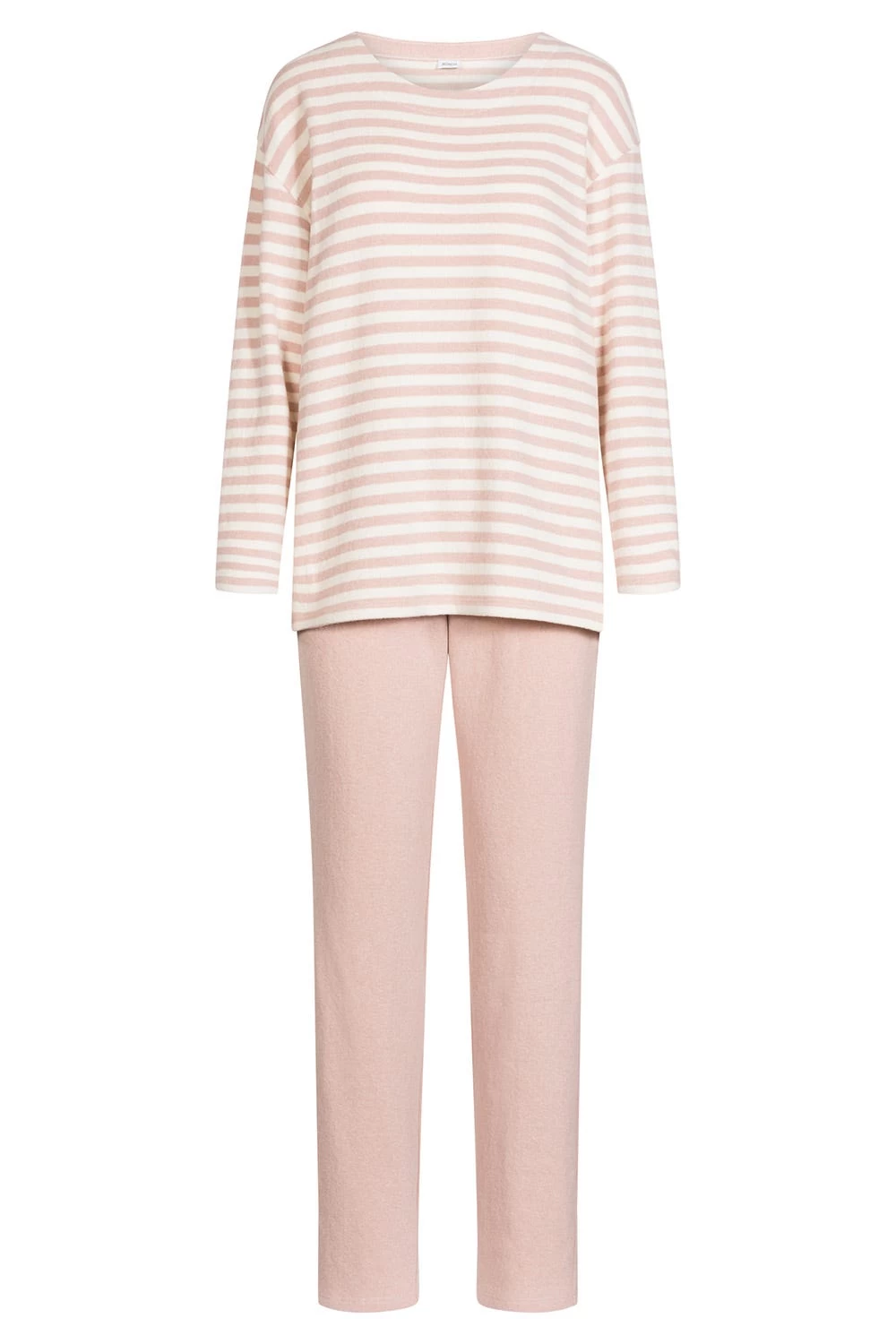 Hausanzug Mit Ringeldruck In Rosa-Weiß Strickqualität Materialmix 2 Hausanzug Mit Ringeldruck In Rosa-Weiß Strickqualität Materialmix - Image 2