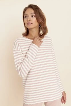 Hausanzug Mit Ringeldruck In Rosa-Weiß Strickqualität Materialmix 10 Hausanzug Mit Ringeldruck In Rosa-Weiß Strickqualität Materialmix -Pyjamas Für Zuhause 1223509 16408 3