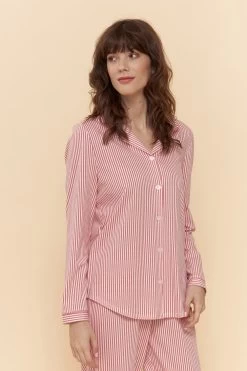 Pyjama Im Ringeldruck Knopfleiste Herrenhemdstil 100% Baumwolle -Pyjamas Für Zuhause 1223515 11673 3