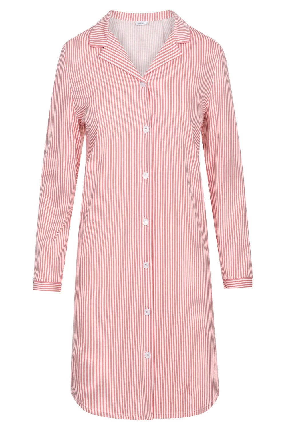 Nachthemd Im Ringeldruck Knopfleiste Herrenhemdstil 100% Baumwolle 2 Nachthemd Im Ringeldruck Knopfleiste Herrenhemdstil 100% Baumwolle - Image 2