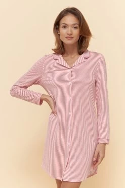 Nachthemd Im Ringeldruck Knopfleiste Herrenhemdstil 100% Baumwolle 10 Nachthemd Im Ringeldruck Knopfleiste Herrenhemdstil 100% Baumwolle -Pyjamas Für Zuhause 1223516 11673 3