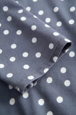 Nachtkleid Im Tupfendruck Ziernähte Maxi-Länge 100% Baumwolle -Pyjamas Für Zuhause 1223527 16368 5