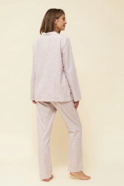 Pyjama Langarm Im Rosa Karodruck Flanell Herrenstil 100% Baumwolle -Pyjamas Für Zuhause 1223532 14709 2
