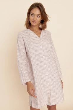 Nachthemd Langarm Im Rosa Karodruck Flanell Herrenstil 100% Baumwolle 10 Nachthemd Langarm Im Rosa Karodruck Flanell Herrenstil 100% Baumwolle -Pyjamas Für Zuhause 1223533 14709 3