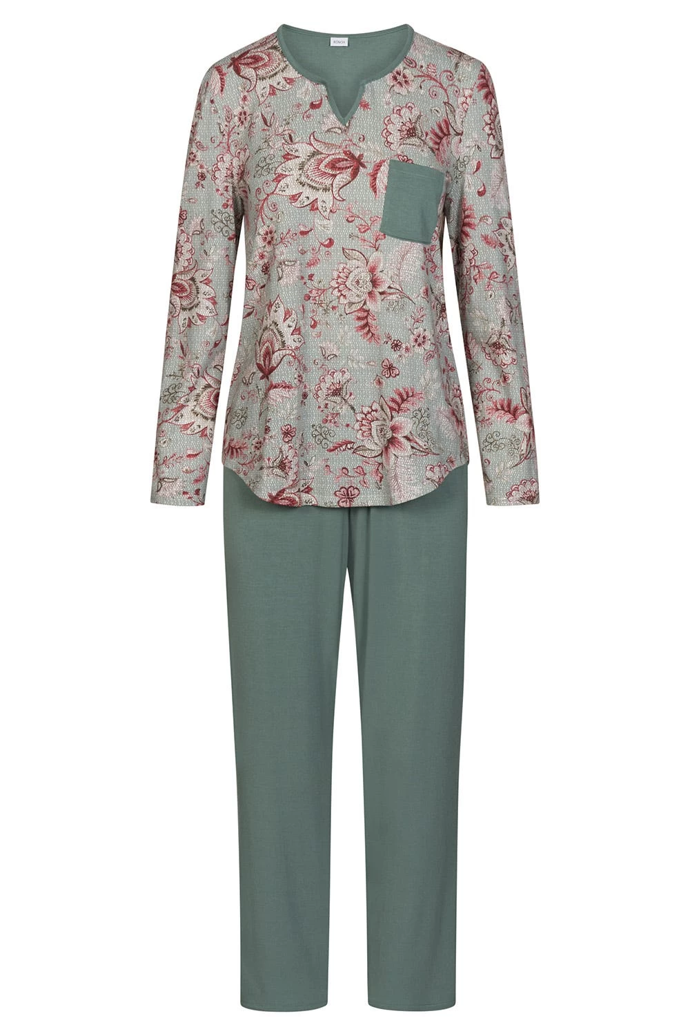 Pyjama Langarm Ornamentaler Blumen-Druck 100% Baumwolle 2 Pyjama Langarm Ornamentaler Blumen-Druck 100% Baumwolle - Image 2