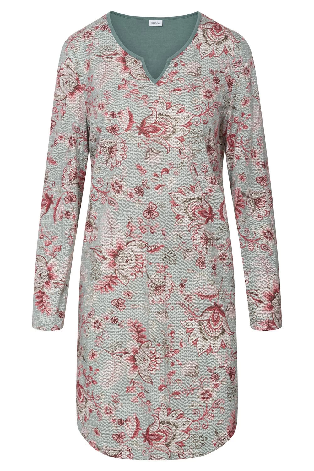 Nachthemd Langarm Ornamentaler Blumen-Druck 100% Baumwolle 2 Nachthemd Langarm Ornamentaler Blumen-Druck 100% Baumwolle - Image 2