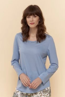 Pyjama Mit Paisley-Druck Blau Paspel 100% Baumwolle -Pyjamas Für Zuhause 1223545 13117 3