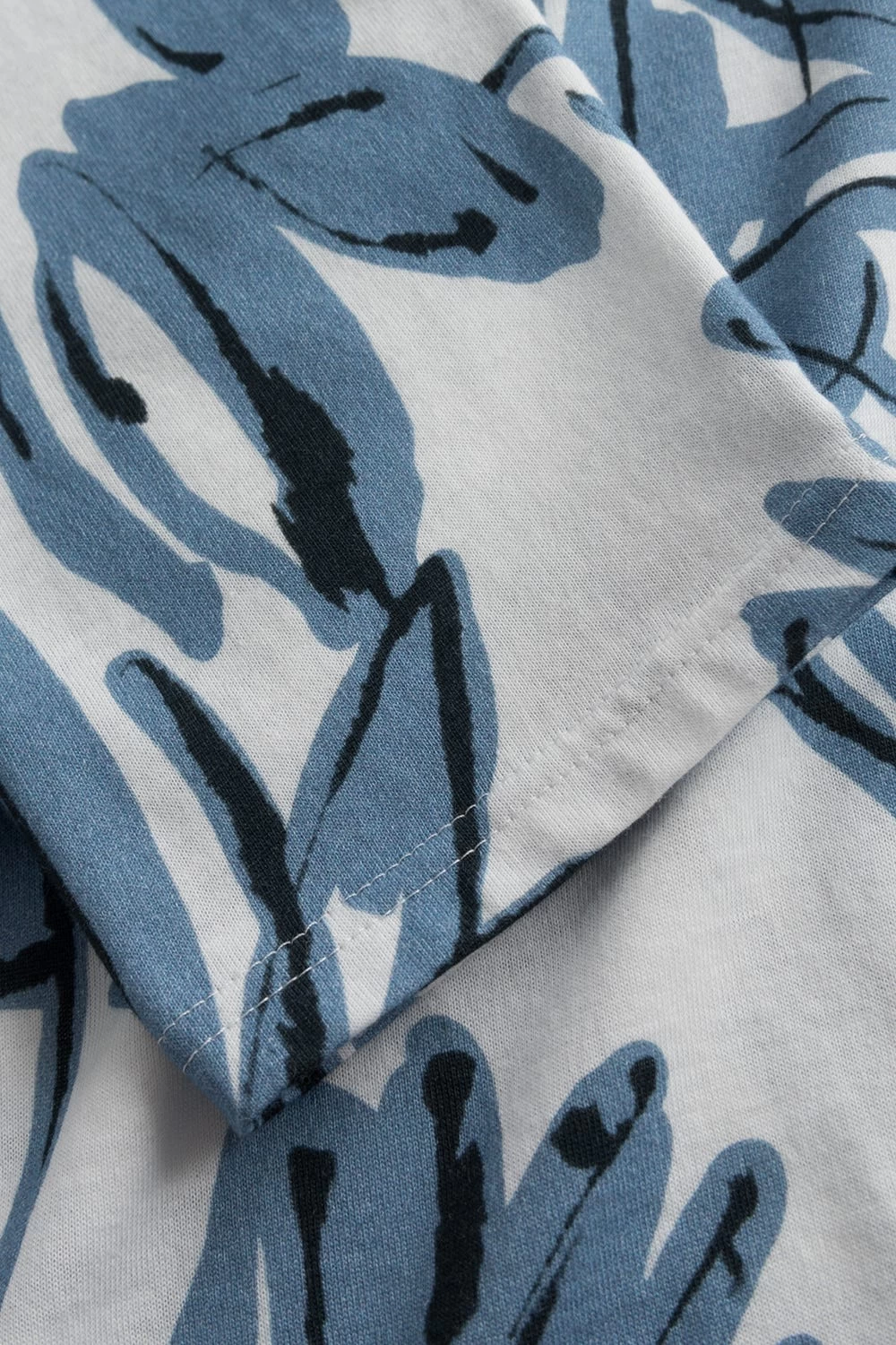 Pyjama Mit Blauem Blumen-Druck Stehkragen 100% Baumwolle 6 Pyjama Mit Blauem Blumen-Druck Stehkragen 100% Baumwolle - Image 6