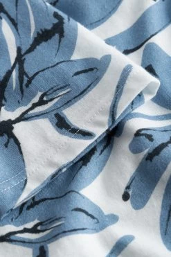 Nachthemd Im Blauen Blumen-Druck Stehkragen 100% Baumwolle -Pyjamas Für Zuhause 1223559 16383 5