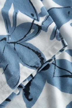 Nachthemd Im Blauen Blumen-Druck Stehkragen 100% Baumwolle -Pyjamas Für Zuhause 1223559 16383 6