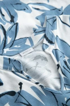 Nachtkleid Im Blauen Blumen-Druck Stehkragen Maxi-Länge 100% Baumwolle -Pyjamas Für Zuhause 1223560 16383 4