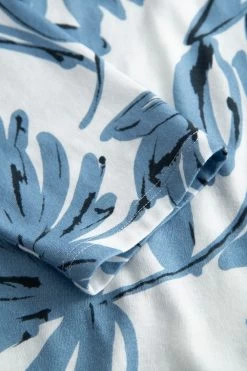 Nachtkleid Im Blauen Blumen-Druck Stehkragen Maxi-Länge 100% Baumwolle -Pyjamas Für Zuhause 1223560 16383 5