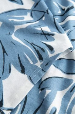 Nachtkleid Im Blauen Blumen-Druck Stehkragen Maxi-Länge 100% Baumwolle -Pyjamas Für Zuhause 1223560 16383 6