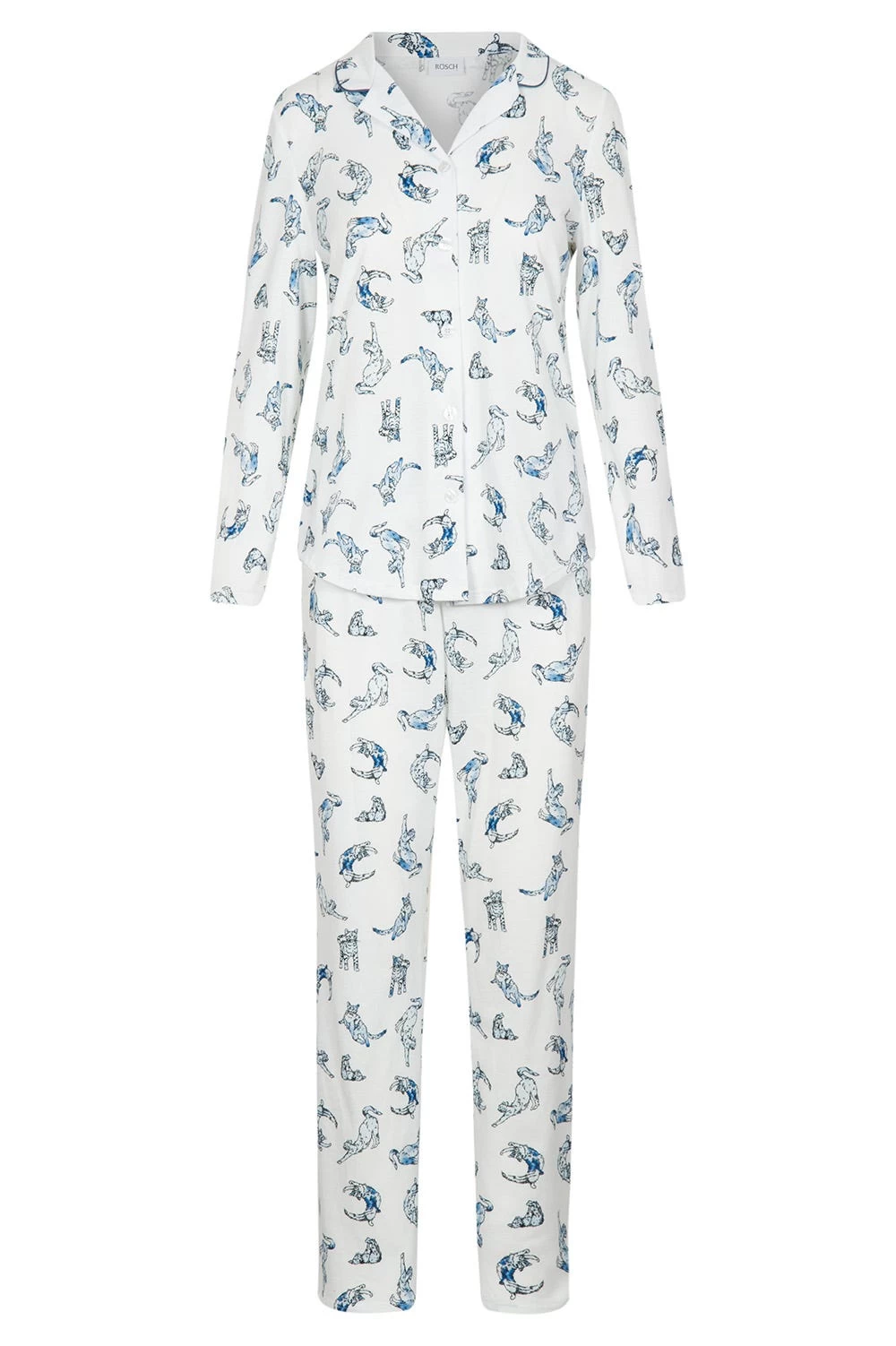 Pyjama Im Verspielten Katzen-Druck Herrenhemd-Stil 100% Baumwolle 2 Pyjama Im Verspielten Katzen-Druck Herrenhemd-Stil 100% Baumwolle - Image 2