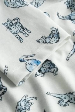 Nachthemd Im Verspielten Katzen-Druck Durchzugband 100% Baumwolle -Pyjamas Für Zuhause 1223564 16085 6