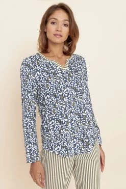 Pyjama Im Modernen Mustermix Blau-Grün 7/8 Hose 100% Baumwolle -Pyjamas Für Zuhause 1223568 16599 3