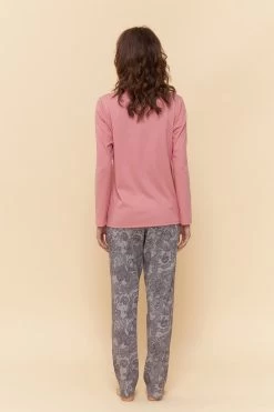 Pyjama Langarm Mit Grauem Spitzendruck 100% Baumwolle 9 Pyjama Langarm Mit Grauem Spitzendruck 100% Baumwolle -Pyjamas Für Zuhause 1223578 16608 2