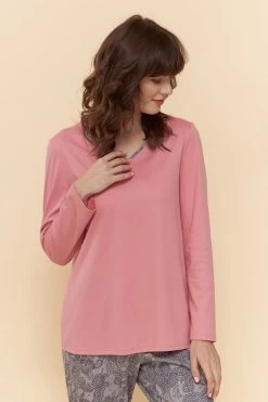 Pyjama Langarm Mit Grauem Spitzendruck 100% Baumwolle 10 Pyjama Langarm Mit Grauem Spitzendruck 100% Baumwolle -Pyjamas Für Zuhause 1223578 16608 3