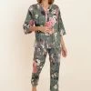 Pyjama Im Romantischen Blumendruck Kimono-Stil Baumwolle/Modal