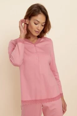Pyjama Mit Spitzendetails Rosa Knopfleiste 100% Baumwolle 10 Pyjama Mit Spitzendetails Rosa Knopfleiste 100% Baumwolle -Pyjamas Für Zuhause 1223608 16372 3