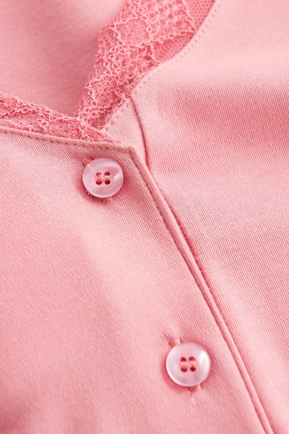 Pyjama Mit Spitzendetails Rosa Knopfleiste 100% Baumwolle 6 Pyjama Mit Spitzendetails Rosa Knopfleiste 100% Baumwolle - Image 6