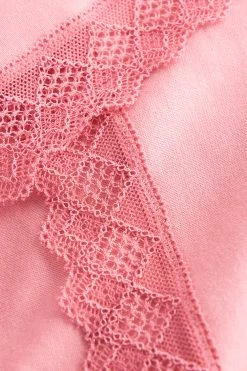Nachthemd Mit Spitzendetails Rosa Knopfleiste 100% Baumwolle -Pyjamas Für Zuhause 1223609 16372 6