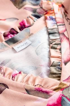 Nachthemd Mit Romantischem Blumendruck Rosa Rüschenkragen Baumwolle/Modal -Pyjamas Für Zuhause 1223615 16585 4