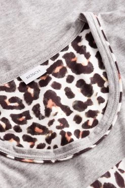 Nachthemd Mit Leo-Blumendruck Grau 100% Baumwolle -Pyjamas Für Zuhause 1223621 16425 4