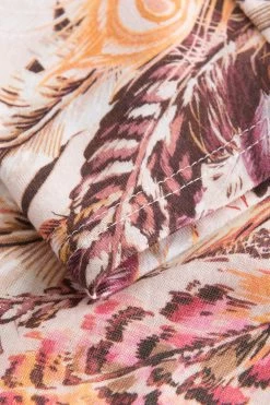 Nachthemd Im Romantischen Feder-Druck Umlegekragen Baumwolle/Modal -Pyjamas Für Zuhause 1223654 16576 5