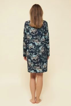 Nachthemd Im Ansprechenden Blumen-Druck Paspel Baumwolle/Modal -Pyjamas Für Zuhause 1223667 15647 2