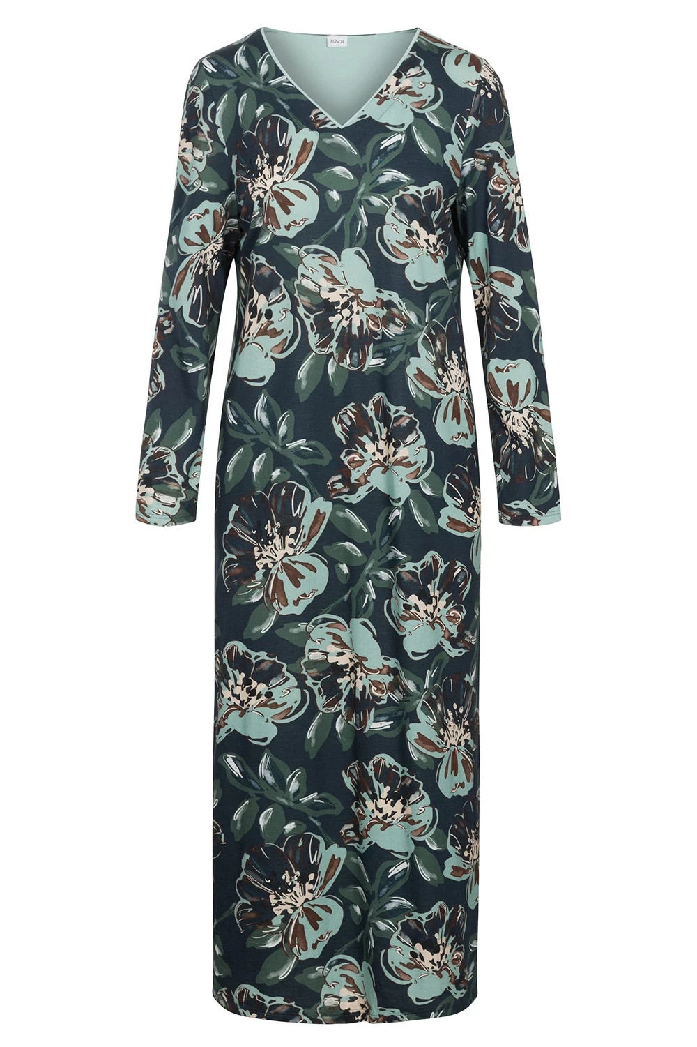 Nachtkleid Im Ansprechenden Blumen-Druck Paspel Maxi-Länge Baumwolle/Modal 2 Nachtkleid Im Ansprechenden Blumen-Druck Paspel Maxi-Länge Baumwolle/Modal - Image 2