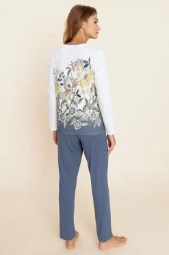 Pyjama Mit Floralem Druck Paspel 100% Baumwolle -Pyjamas Für Zuhause 1223680 16429 2