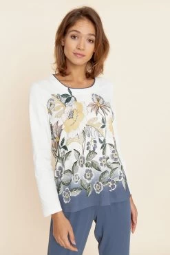 Pyjama Mit Floralem Druck Paspel 100% Baumwolle -Pyjamas Für Zuhause 1223680 16429 3