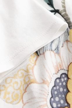 Nachthemd Mit Floralem Druck Paspel Maxi-Länge 100% Baumwolle -Pyjamas Für Zuhause 1223681 16429 5