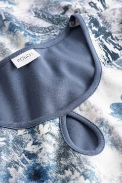 Nachthemd Mit Romantischem Druck Blau Tropfenausschnitt 100% Baumwolle -Pyjamas Für Zuhause 1223687 15649 4