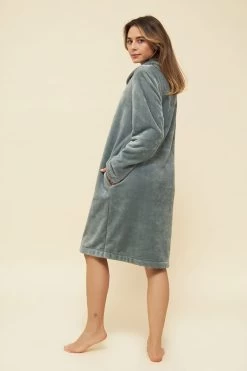 Hausmantel Aus Flausch Knopfleiste Gemütlich Polyester -Pyjamas Für Zuhause 1223771 11575 2